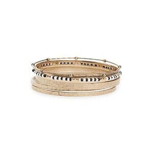 Nordstrom Treasure & Bond Women's Set of Five Bead Gold Bangles Bracelets NWT 49